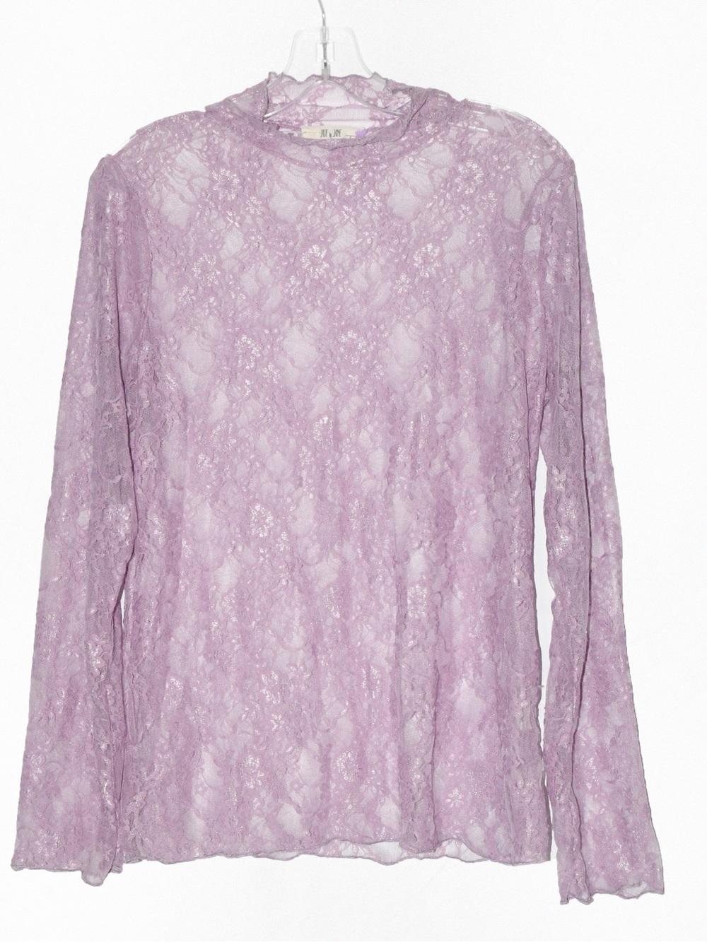 Lavender Sheer Lace Long-Sleeve Top